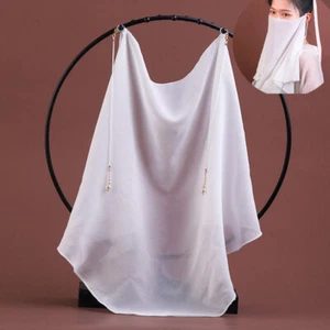 Women Face Tassel Veil Chinese Ancient Hanfu Face Curtain Chiffon Headdress - Picture 1 of 13