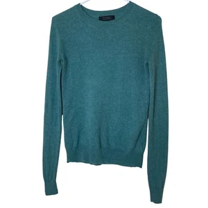 Tahari Small 100% Cashmere Soft Blue Green Classic Crewneck Sweater Quiet Luxury - Bild 1 von 6