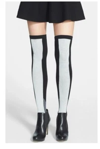 Kensie Women Colorblock Over the Knee Socks Black One Size 3564 - Picture 1 of 1