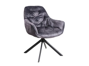 Drehstuhl Carlton 2er Set Esszimmer Stuhl Polster grau Metallfuß drehbar 360' - Bild 1 von 5