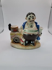 Vintage Hand Painted Porcelain Figurine Peanut Vendor Man. Old Repair. - Picture 1 of 22