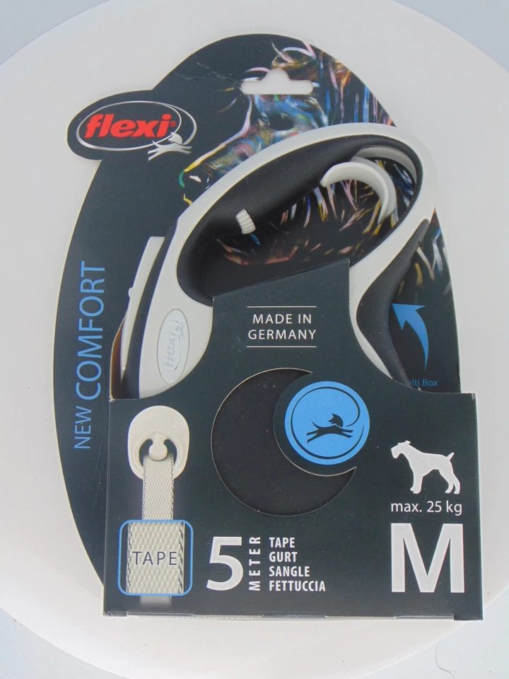 FLEXI COMFORT RETRACTABLE TAPE LEASH 16FT MEDIUM DOGS GERMANY BLACK