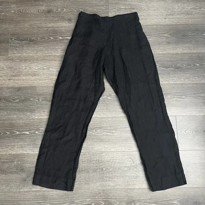 Bryn Walker Linen Wide Leg Pants Women L Black Lagenlook Boho Minimalist Pull On - Image 1 of 4