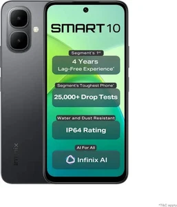 Infinix SMART 10-X6725-Factory Unlocked Dual SIM-4GB RAM 64GB STORAGE-BLACK - Picture 1 of 17
