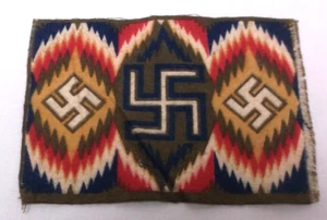 Vintage Navajo Whirling Gig Good Luck Tobacco Felt Rug - Picture 1 of 1