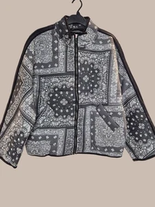 Free People Dolman Damenjacke gesteppt schwarz bedruckt Medium neu mit Etikett UVP 228 £ - Bild 1 von 16