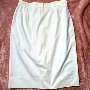 VTG Yves Saint Laurent White Mid Skirt Women's Size 10 100% Cotton Y2K - Picture 1 of 13