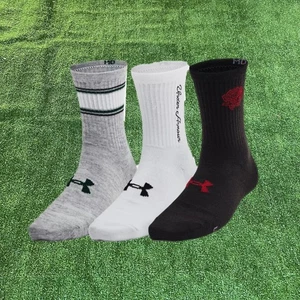 Under Armour Damen UA Essential 3er-Pack Mid Crew Socken 4-6 grau/weiß/schwarz NEU - Bild 1 von 10