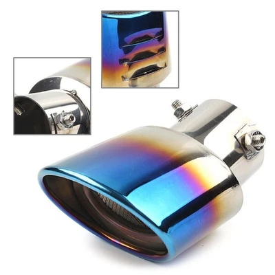 Blue Stainless Steel Car Rear Exhaust Pipe Tail Muffler Tip Round Accessories - Image 1 of 4