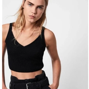 All Saints Leanne Alpaca Wool Black Knit Crop Top - Picture 1 of 6