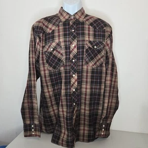 Wrangler Retro Hemd Herren Extra Large Tall Braun Beige Gestreift Western - Bild 1 von 6