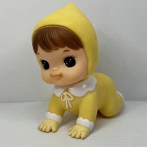 Vintage 1971 IWAI Yellow Crawling Baby Doll Cute Kawaii Big-Eye Iwaisan Korea - Picture 1 of 8
