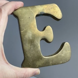 Vintage Solid Brass Letter E Initial Wall Decor Paperweight 3.75" x 3.25" - Picture 1 of 5