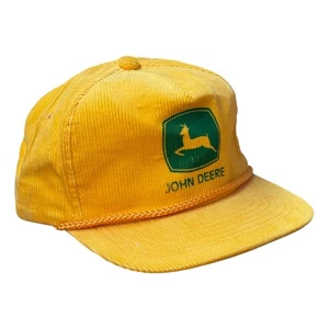 Sombrero de camionero de pana John Deere de colección años 80 Youngan amarillo Snapback granja rural - Imagen 1 de 12