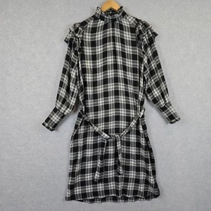 Morrison Dress Womens Size 1 Black And White Check Wool Blend Lightweight Belt - Picture 1 of 11