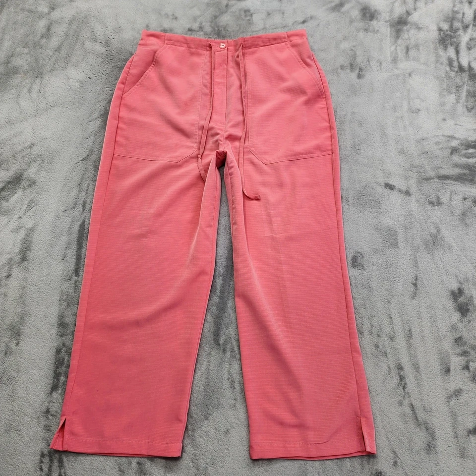 Pantalones Sag Harbor vintage años 90 para mujer S rosa tiro alto cordón recortado fluido sedoso Foto 1 de 4