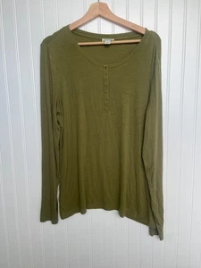 Camisa Sundance Para Mujer XL Verde Manga Larga Botón Micromodal Henley Top - Imagen 1 de 5
