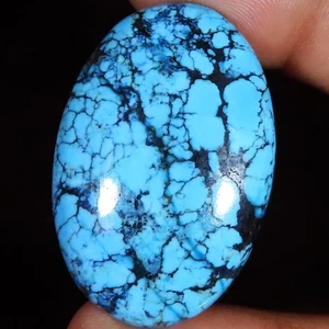 TIBET TURQUOISE oval cabochon loose treated gemstone 69.90 Cts. (27 x 40 x 7 mm) - Picture 1 of 6