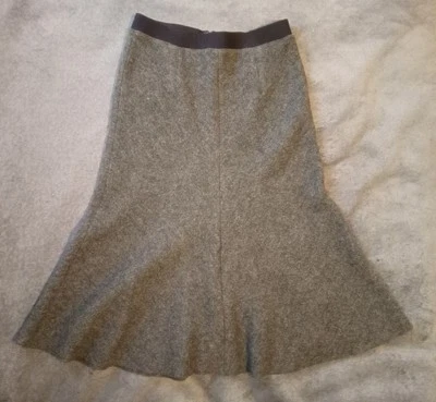 8 Gris LAURA ASHLEY Mezcla Lana Falda Midi Hasta la Rodilla Diseñador Cintura Elástica Foto 1 de 4