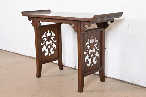 Michael Taylor for Baker Furniture Hollywood Regency Chinoiserie Console Table Cover
