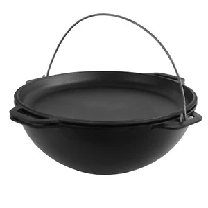 Caldero de hierro fundido 10 L camping Kazán con tapa sartén para cocinar fogata - Imagen 1 de 8