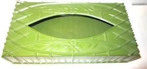 Vintage Green Floral Plastic Tissue Holder Cover Box - Picture 1 of 11