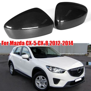 For Mazda CX-5 CX-8 2012-2014 ABS Carbon Fiber Car Side Door Mirror Cover Caps - Foto 1 di 6