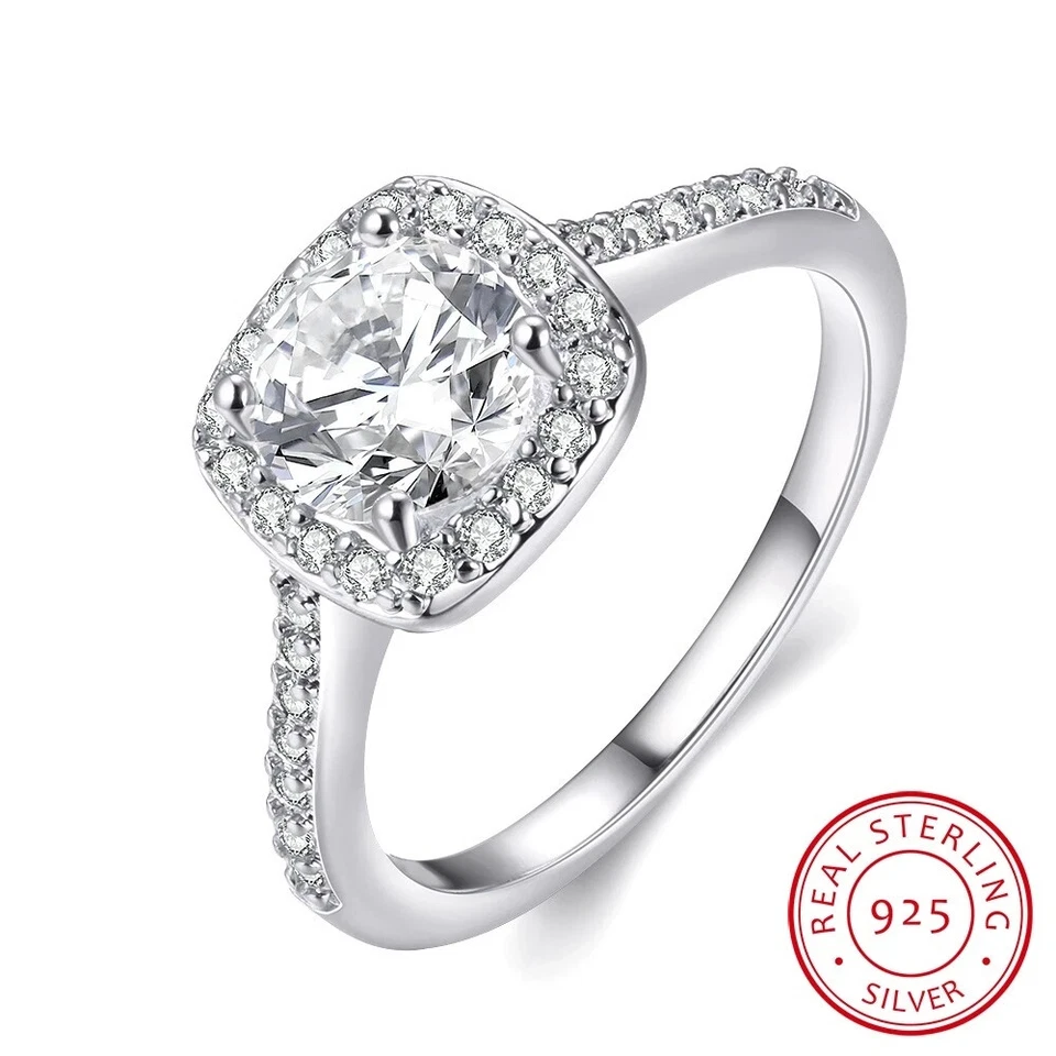 Luxuriöser Pavé Cocktailring 925 Sterlingsilber plattiert Zirkonia Damen Schmuck - Bild 1 von 4