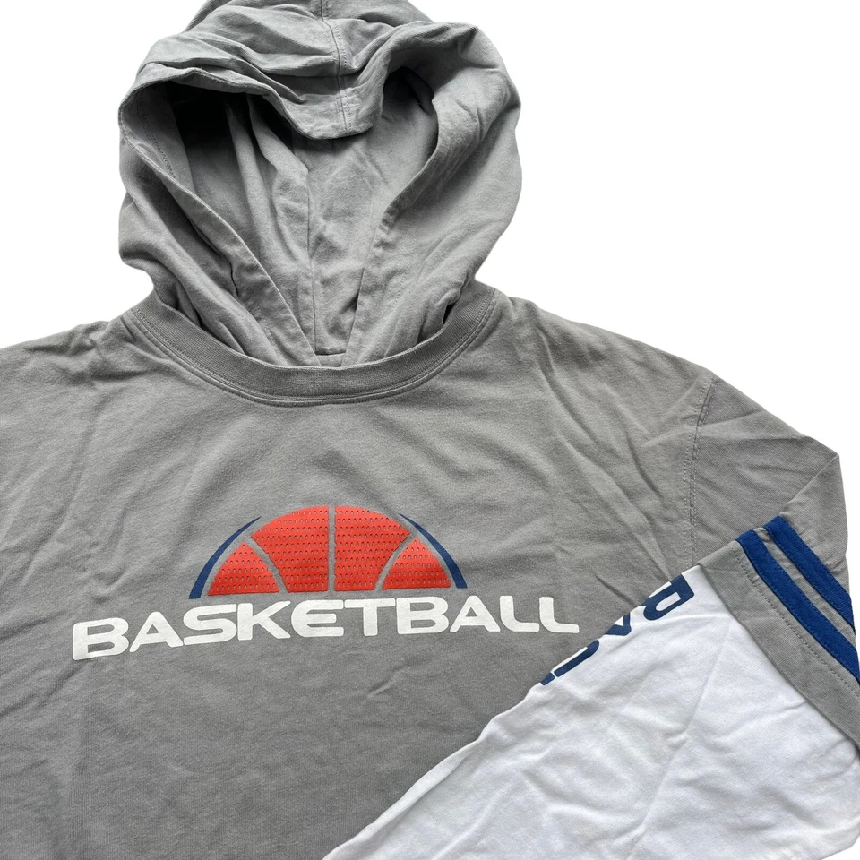 Simply For Sports Boy’s L Gray Basketball Graphic Print Hooded Long Sleeve Top - Image 1 of 4
