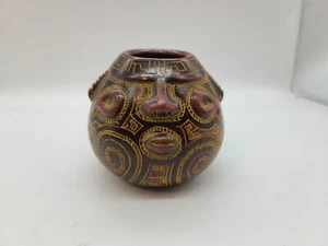 Vintage brasilianische Marivaldo signierte doppelseitige Schüssel/Topf mit geätztem Design EUC - Bild 1 von 12