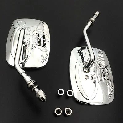 Rear View Side Mirrors For Harley Davidson Eagle Spirit Live to Ride 3D Chromed - Image 1 of 4