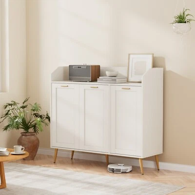 3-Tier Storage Cabinet w/2 Adjustable Shelves, Side Organizer and Mounted Hooks - Image 1 of 4