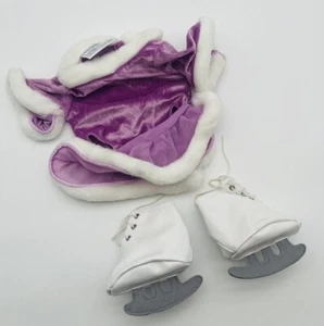 Build-A-Bear Vintage Purple Ice Skating/Skater Costume+ Skates, White Fur Outfit - Picture 1 of 5