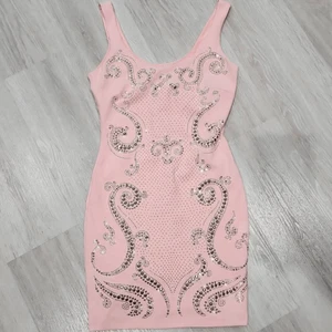 Bebe Damen Strass ärmellos gefüttert Bodycon Minikleid rosa Größe S - Bild 1 von 10