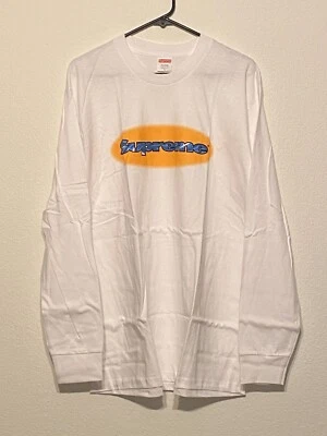 Supreme SS18 RIPPLE Long Sleeve T-Shirt Men’s Large White Multicolor Logo New - Image 1 of 3
