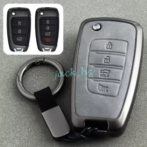 Llavero de coche abatible funda llavero para Hyundai 3 4 botones metal cuero - Imagen 1 de 10
