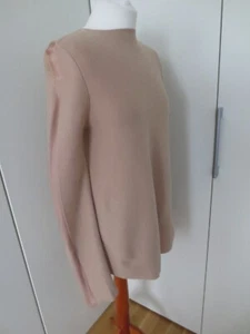 COS Pullover Merino Wolle A-Linie S nude beige rose Streifeneinsatz Ärmel - Bild 1 von 12