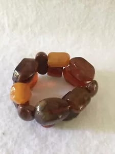 Bracciale elastico grosso moda, arancione, butterscotch e marrone, nuovo con etichetta - Foto 1 di 8