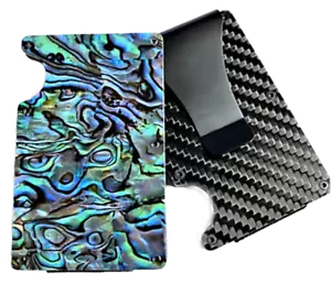 Custom Carbon Fiber Credit Card Holder Money Clip RIFD Blocking Wallet Abalone - Picture 1 of 4