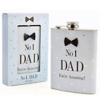 NO1 DAD FATHERS DAY HIP FLASK STAINLESS STEEL POCKET DRINK WHISKY FLASKS GIFT