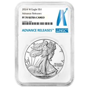 2024-W Proof $1 American Silver Eagle NGC PF70UC AR Advance Releases Label - Picture 1 of 3