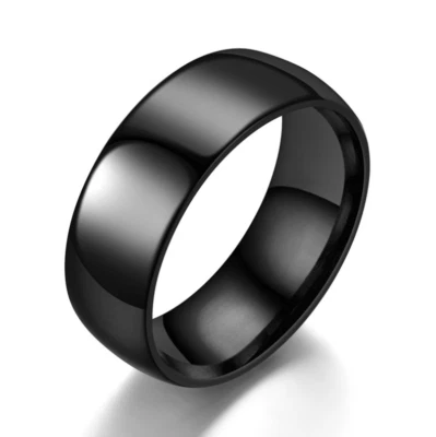 8mm Men Black Titanium Stainless Wedding Lover Couple Ring Gift Sz 5-13 - Image 1 of 2