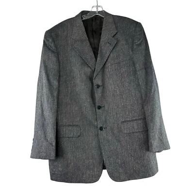 Casaco esportivo Versini masculino de seda blazer tamanho 42R terno jaqueta forrada 3 botões azul bronzeado - Imagem 1 de 4