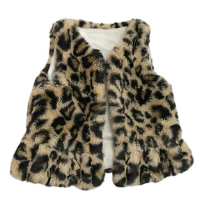 Girls Size 5/6 Sleeveless Faux Fur Vest Animal Print - Picture 1 of 6