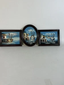 VTG Hand Painted Seascape Scenic Oil Painting Canvas w/Frame Lot 3 7.5"x6” - Bild 1 von 12