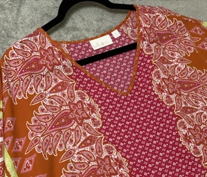 Belle by Kim Gravel Top Womens Large Kaftan Colorful Paisley Print Flowy Boho - Picture 1 of 7