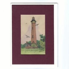 Currituck Beach Lighthouse Matted Pen and Ink Print by Mary Alice Weiss 1982 5x7