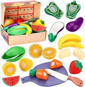 28Pcs Pretend Food Play Food Cutting Set For Kids,Cuttable Fruits Vegetables Toy - Picture 1 of 7