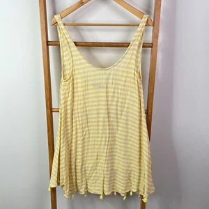 Tigerlily Tank Top Womens 12 Yellow Grey Striped Scoop Neck Sleeveless Casual - Picture 1 of 10