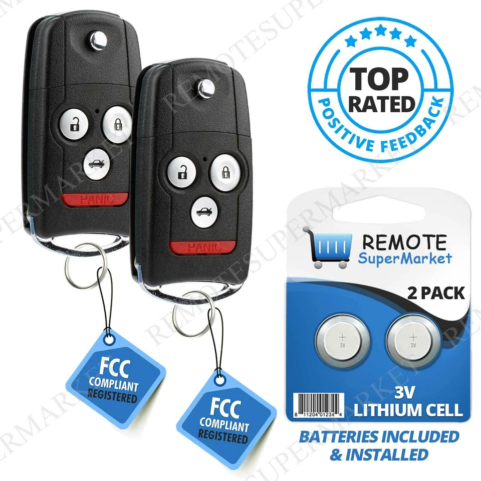 2 Replacement for Acura 2007-2008 TL Remote Car Flip Key Fob Keyless Entry Foto 1 de 4